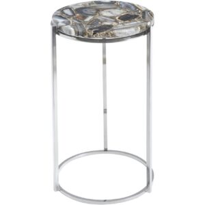 Agate Round Side Table on Nickel Frame