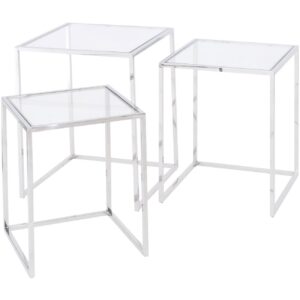 Stainless Steel And Glass Set Of 3 Nesting Tables