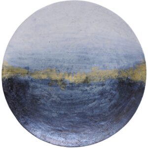 Large Blue And Gold Abstract Iron Wall Disc