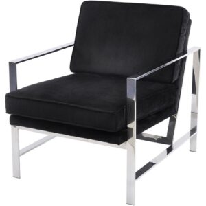 Black Velvet Chrome Frame Occasional Chair