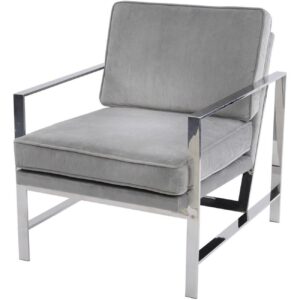 Grey Velvet Chrome Frame Occasional Chair