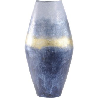 Blue And Gold Abstract Iron Vase