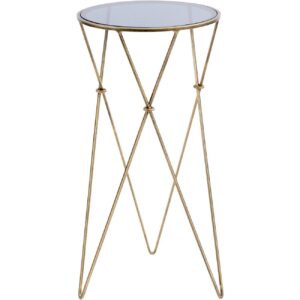 Antique Gold And Smoke Glass Side Table