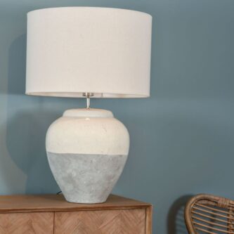 Skyline Grey Porcelain Table Lamp and Shade, Large