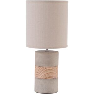 Concrete and Wood Table Lamp with Natural Shade