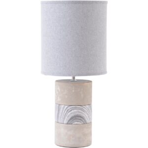 Concrete and Wood Table Lamp with Natural Shade