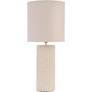 Tall Cream Textured Porcelain Table Lamp With Shade