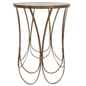 Champagne Iron Side Table With Scallop Detail
