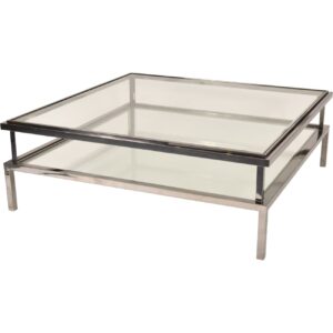 tainless Steel and Glass Square Coffee Table