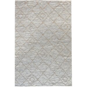 Hand Woven Pit Loom Natural & Ivory Pattern 160x230cm Leather Rug