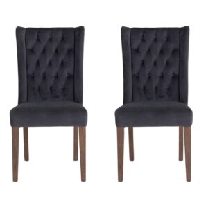 Pair of Richmond Grey Velvet Buttonback Dining Chair