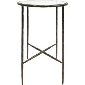 Hand Forged Side Table Dark Bronze Finish with Glass Top