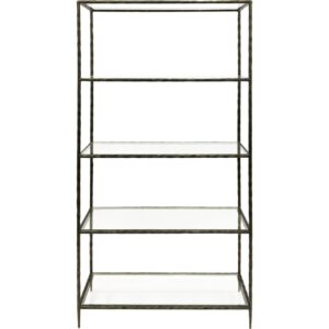 Hand Forged Shelving Unit Table Dark Bronze with Glass Shelves