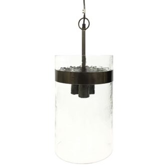 Three Light Glass Pendant, Metallic Black Finish