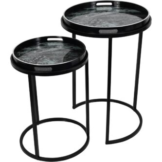 Monochrome Swirl Set of 2 Side Tables