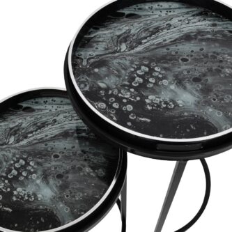 Monochrome Swirl Set of 2 Side Tables