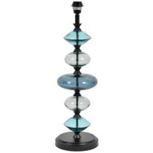 Evra Table Lamp Ebony Black and Blue Glass (Base Only)