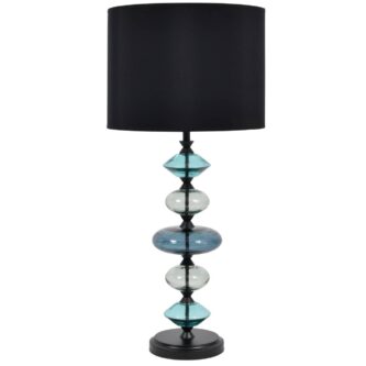 Evra Table Lamp Ebony Black and Blue Glass (Base Only)