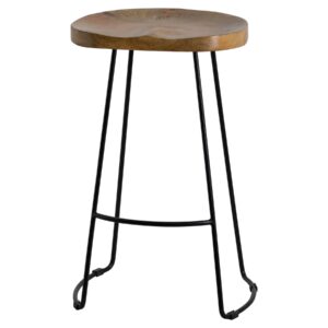 Hardwood Shaped Barstool, it features a hardwood seat and complementing metal legs and frame. This bar stool design is hugely popular and would complement an extensive range of interiors including a kitchen, bar, restaurant or hotel.