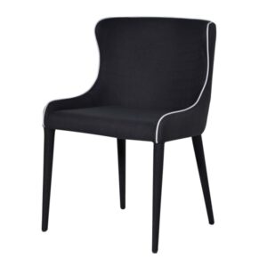 Black Fabric Chair with White Piping