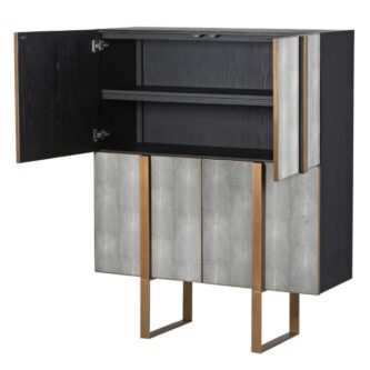 Oak and Shagreen 4 Door Cabinet