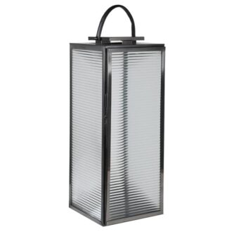 Large Ribbed Glass Lantern