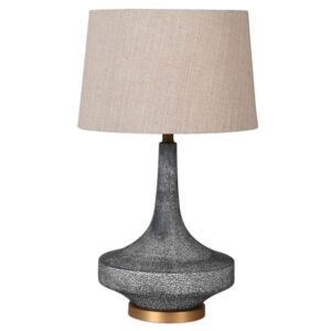 Grey Blue Shagreen Effect Ceramic Lamp with Linen Shade
