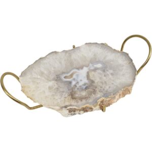 Natural Agate Slice & Gold Decorative Tray