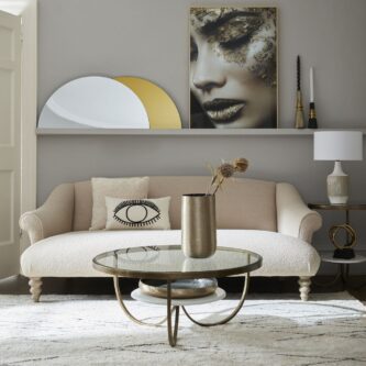 White Marble And Antique Gold Iron Coffee Table