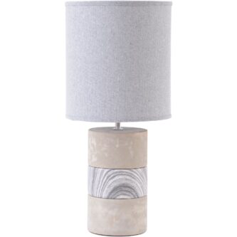 Concrete and Wood Table Lamp with Natural Shade