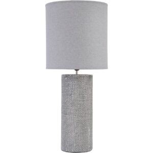 Tall Grey Textured Porcelain Table Lamp With Shade