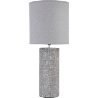 Tall Grey Textured Porcelain Table Lamp With Shade