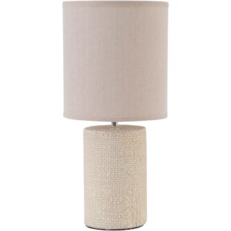 Small Cream Textured Porcelain Table Lamp With Shade