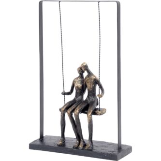 Couple Sitting on Swing Bronze Figurative Sculpture