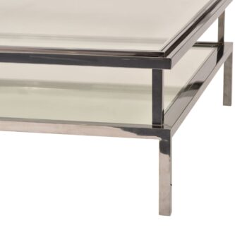 tainless Steel and Glass Square Coffee Table