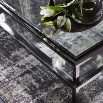 tainless Steel and Glass Square Coffee Table