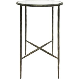 Hand Forged Side Table Dark Bronze Finish with Glass Top