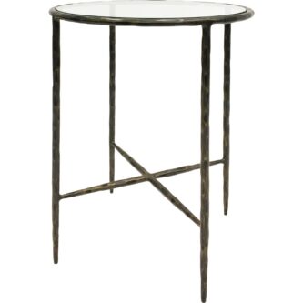 Hand Forged Side Table Dark Bronze Finish with Glass Top