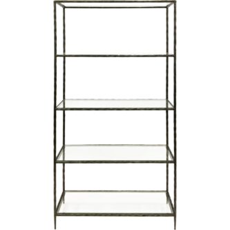 Hand Forged Shelving Unit Table Dark Bronze with Glass Shelves