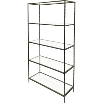 Hand Forged Shelving Unit Table Dark Bronze with Glass Shelves