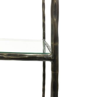 Hand Forged Shelving Unit Table Dark Bronze with Glass Shelves