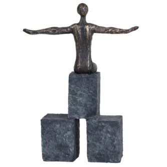 Bronze Blocks Sitting Woman Sculpture