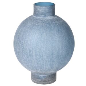 Sandblasted Blue Glass Vase