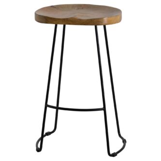 Hardwood Shaped Barstool, it features a hardwood seat and complementing metal legs and frame. This bar stool design is hugely popular and would complement an extensive range of interiors including a kitchen, bar, restaurant or hotel.